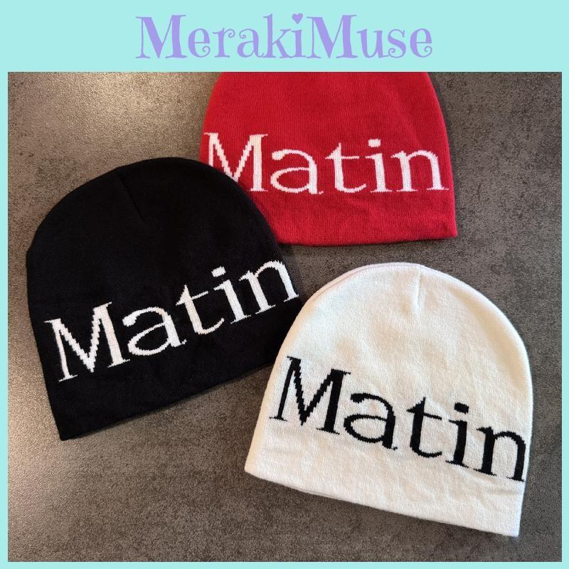Letter Streetwear Matin Knitted Beanie Warmth Ear Protection Cold Cap Seasons