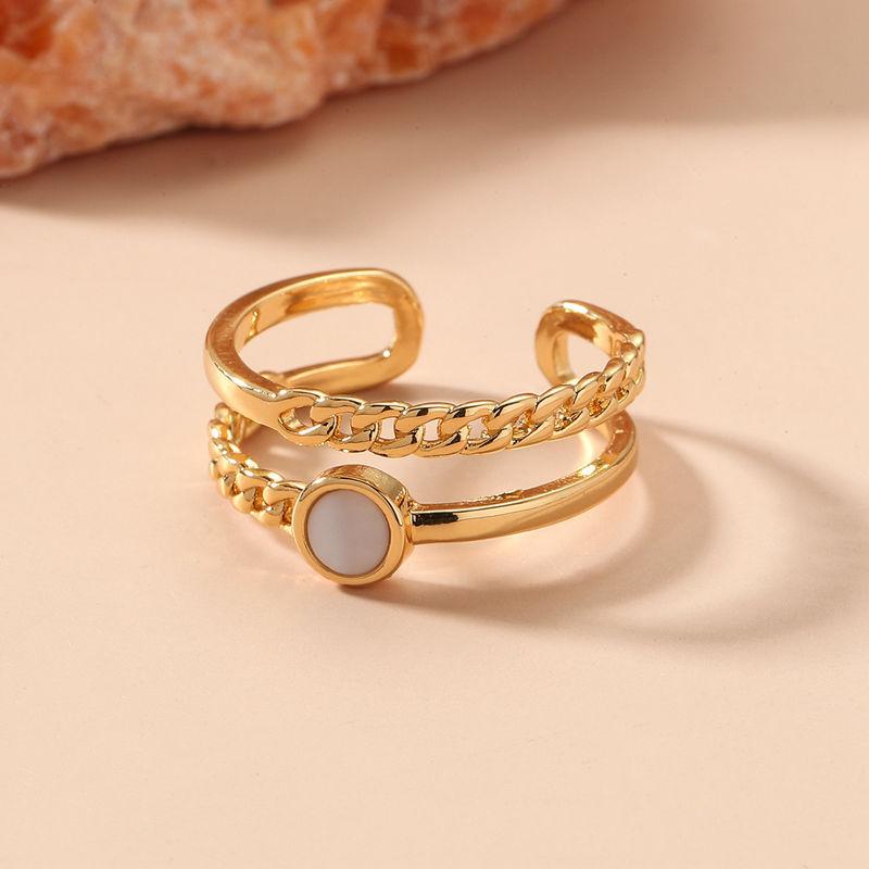 GemChic Women's Ring Trendy Creative Retro Double Geometric Opening Adjustable Index Finger Ring Cold Style Ring Birthday Christmas Jewelry Gift