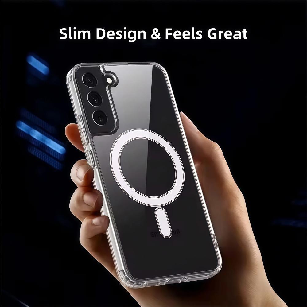 Transparent Shockproof Phone Case For Samsung Galaxy S26 S2 S24 S23 S22 S21 S20 Note 20 Ultra 10 Plus FE Magnetic Armor Cover
