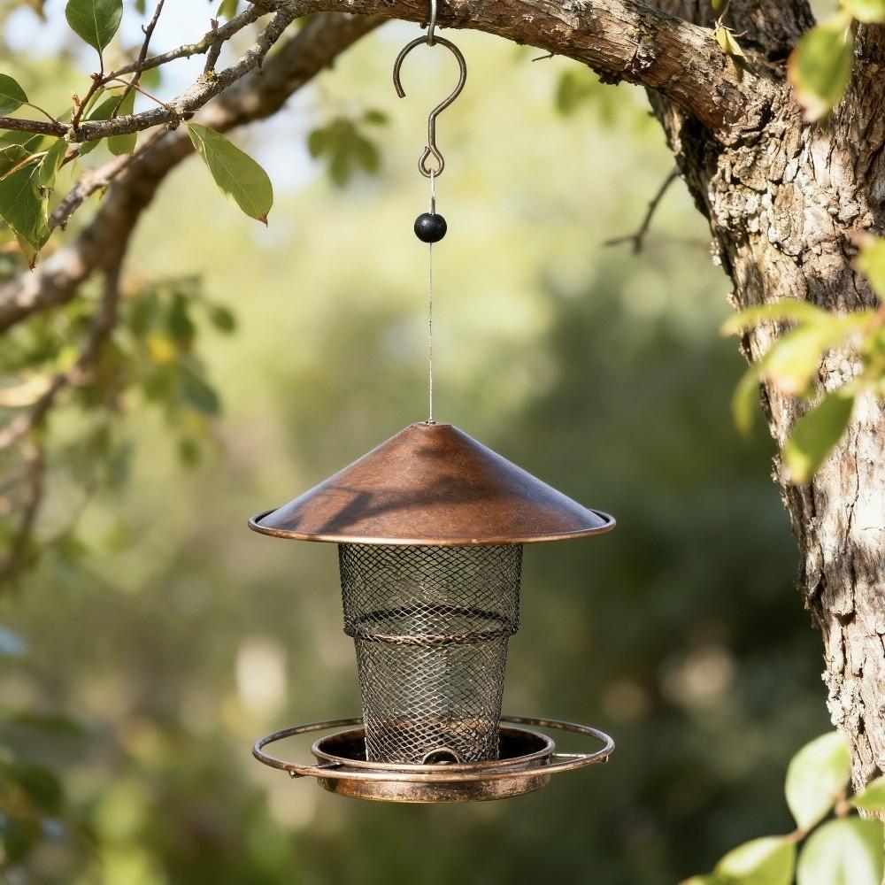 Hanging Automatic Bird Feeder Iron Hummingbird Feeder Durable Wild Bird Feeding Station  Porch