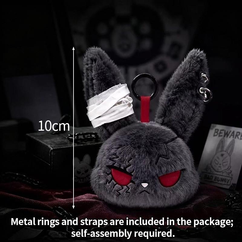 Dunkles Kaninchen Schlüsselanhänger Gotischer Stil Hase Schlüsselanhänger Rucksack Anhänger Charms Cartoon Hängender Schlüsselanhänger Geburtstagsfeier Geschenk
