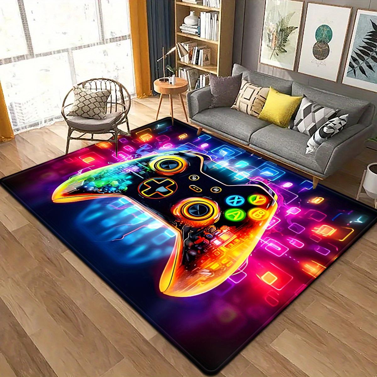 Colorful Black Controller Print Square Area Rug – Large Indoor Carpet for Bedroom Living Room Decor 50x80cm