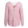 European Style V-neck Crossover Open Back Knitwear Sweater - Solid Color Women's Pullover Outerwear Base Layer