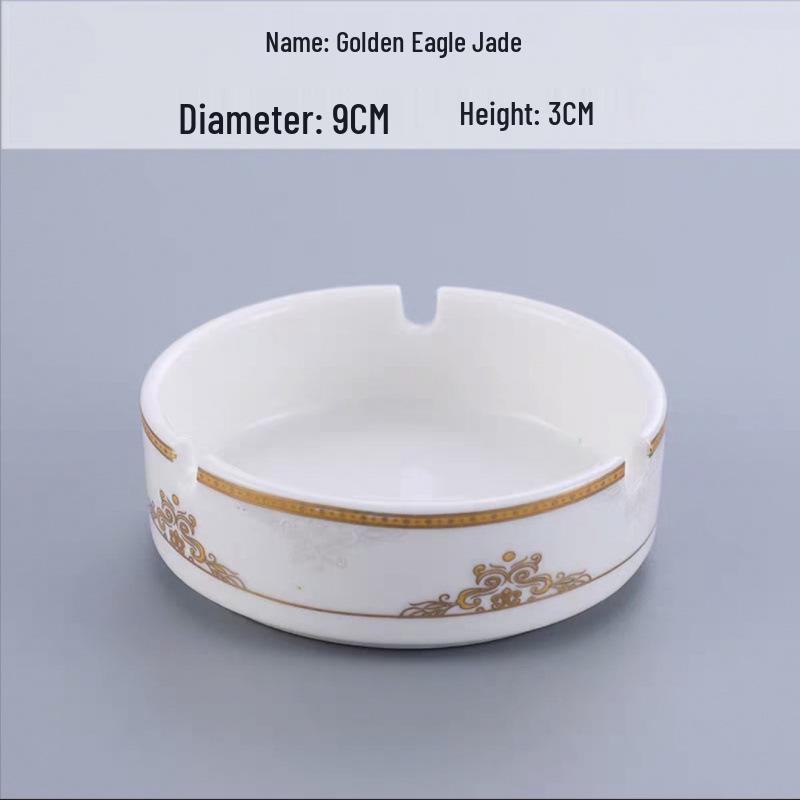 Elegant Ceramic Ashtray with Gold Trim for Hotels, Bars, Restaurants