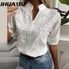 Women's Fashion Casual Solid Color Print Short Sleeve V Neck Blouses & Shirts