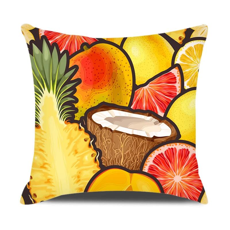Summer Home Decor Pillow Cover 18x18 Inches Cartoon Fruits Printed Pillowcase Sofa Chair Seat Decorative Pillows Cushion Covers