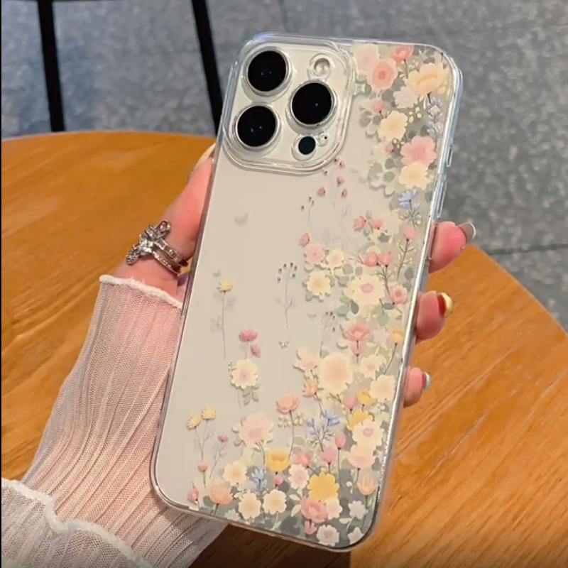 Shockproof Transparent Floral Phone Case for iPhone 17 17E 16 16E 15 14 13 12 11 Air Pro Max Plus Anti Scratch Anti Yellow Cover