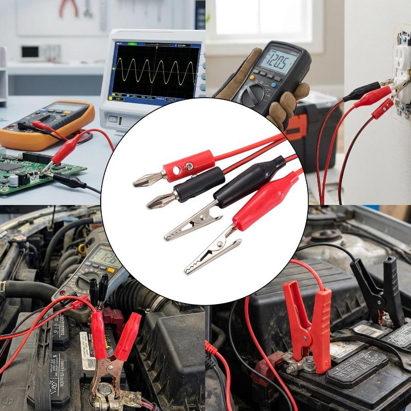 10/1Set Red Black Alligator Clip DIY Test Leads Crocodile Test Clip Banana Plug for Multimeter Measure Tool Cable Lead Connector