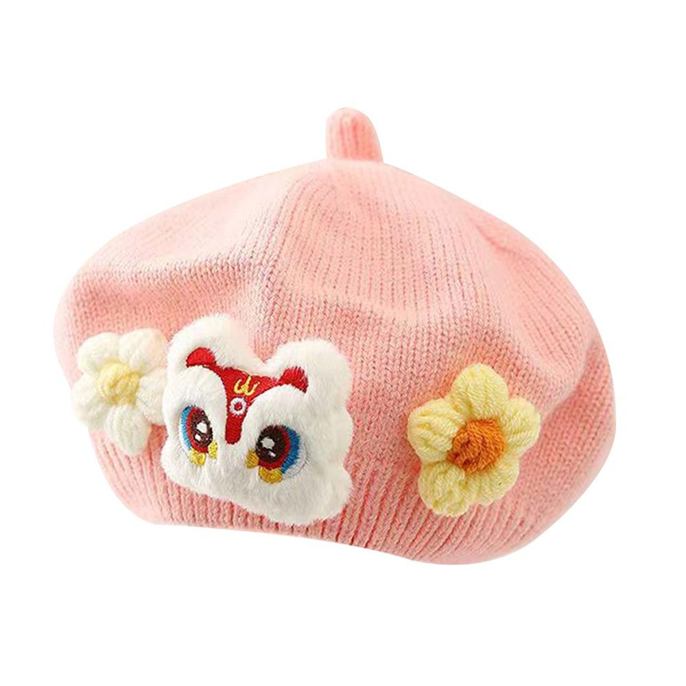 Blume Winter Warme Mütze Weiche Strickmütze Niedliche Baby Baskenmütze Kleinkind Prinzessin