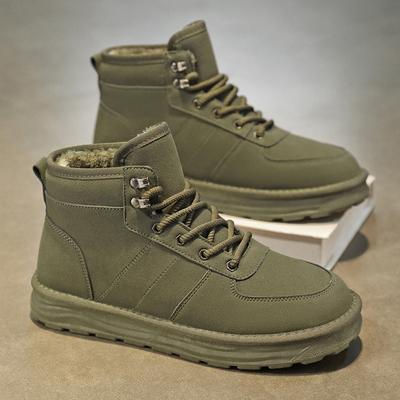 Snow Boots Men's Winter Velvet Thickened Warm High-top Lace-up Cotton Shoes Fashion Casual Xie Bread Shoes Tooling Trendy Shoes