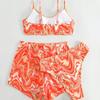 Nuovo Set da Tre Pezzi Sexy Stile Europeo e Americano Pantaloni a Angolo Largo Gonna in Garza Costume da Bagno Bikini per Vacanze alle Terme Spiaggia