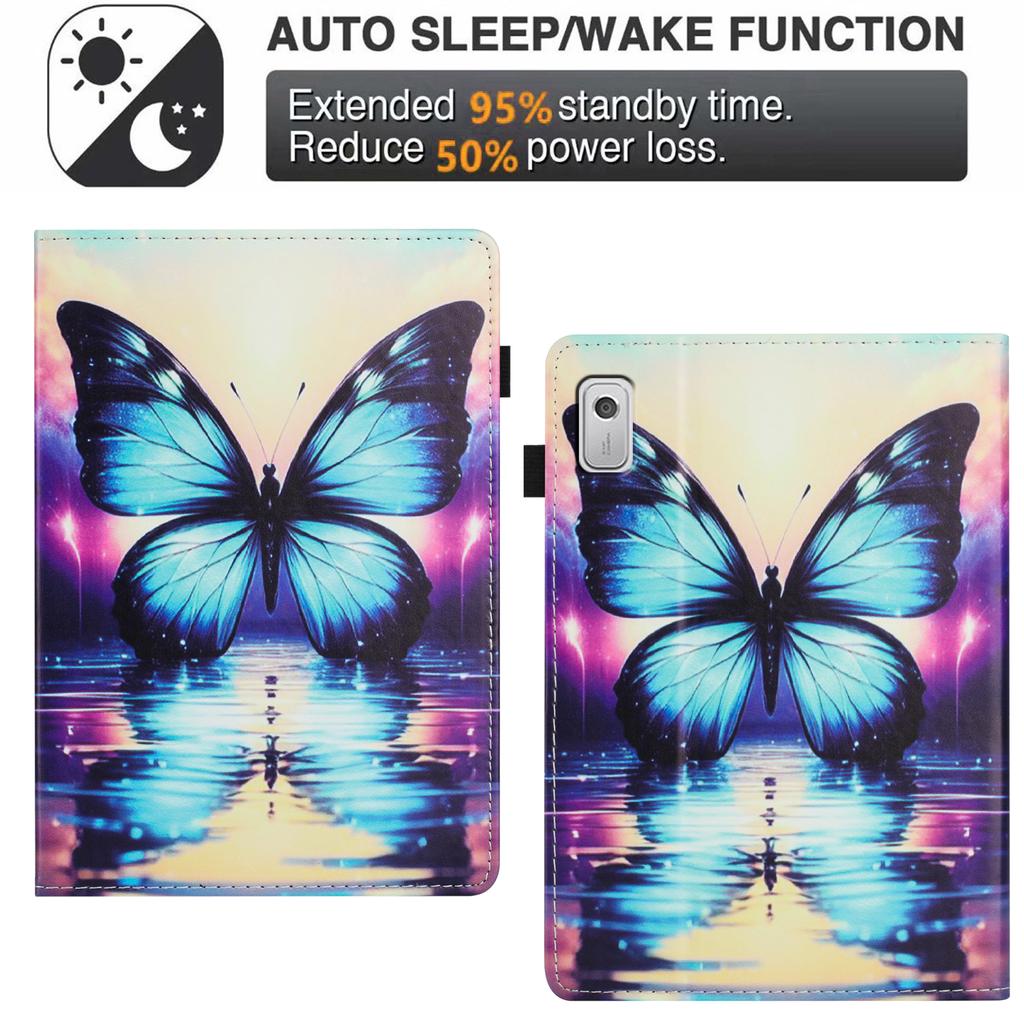 For Lenovo Tab M9 TB-310FU Case Pattern Leather Tablet Cover with Auto Sleep/Wake, Card Holder
