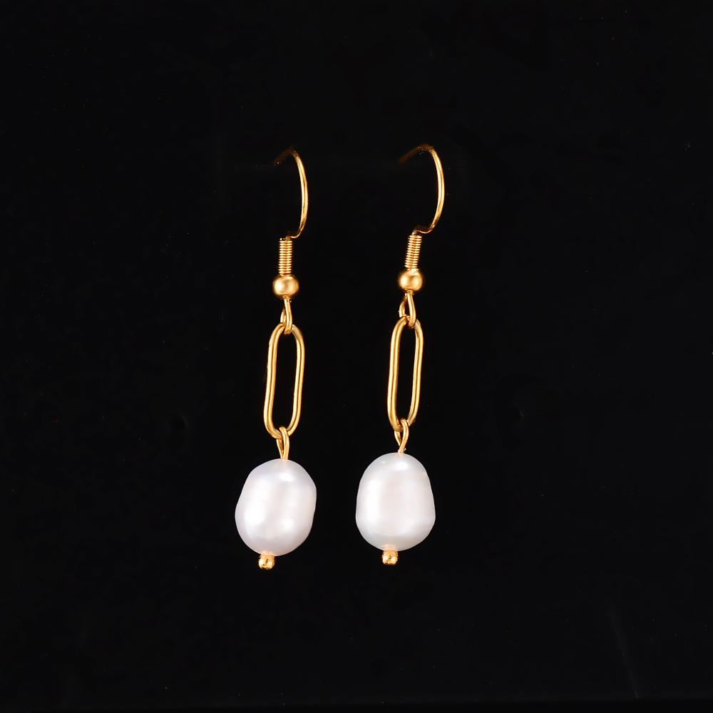 Trendy Irregular Natural Pearl Stainless Steel Women Stud Earrings Piercing Jewelry For Female