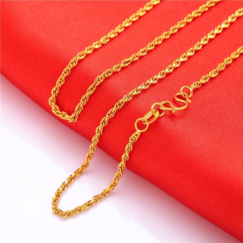 Gold Plated Brass Classic Personality Thin Necklace Water Wave Chain Gift