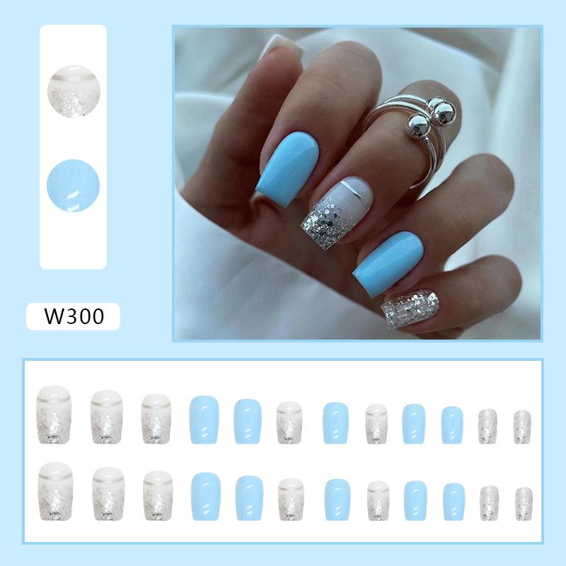 European And American Nail Art Pieces, Sweet And Cool Wind Nails, Matte Texture, Comic Style White, Long Ballet Wearing Nail