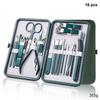 Stainless Steel Nail Clippers Set Grooming Tools Set With Portable Case Manicure Art Tool Green Nails Cut
