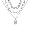 European & American Punk Style Multi-Layer Necklace with Lock Pendant