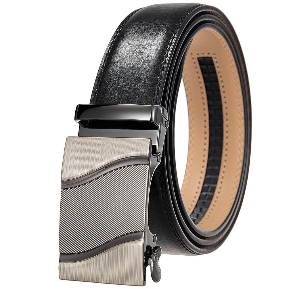 1Pcs Fashion Automatic Buckle Belt, Korean Version Of Men'S Belt, Two-Layer Cowhide Ly36-31703-1