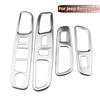 4Pcs ABS Chrome Car Window Lift Switch Cover Sticker Trim for Jeep Renegade 2014 - 2021 LHD Interior Accessories