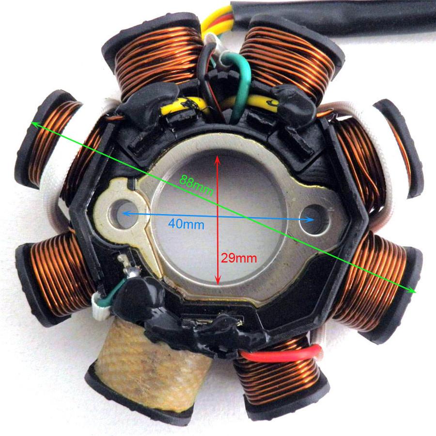 DC Ignition Stator Magneto Coil Generator 8 Poles Pick Up Flywheel Puller for GY6 150cc 125cc Chinese Scooter Moped ATV Quad Pocket Bike
