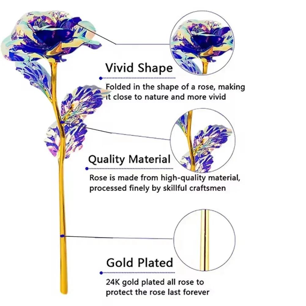 SALE Valentine's Day Creative Gift 24K Foil Plated Rose Gold Rose Lasts Forever Love Wedding Decor Lover Roses Creative Gift