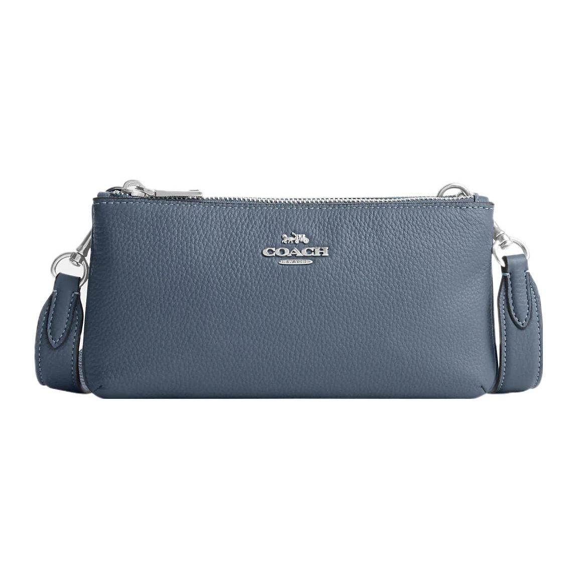 

Coach 22 Silver Letter Logo Zipper Closure Pebble Leather Envelope Crossbody Shoulder Bag Small Women bags Blue CJ789-SVQWP Basic Set (Bag+Dust Bag)