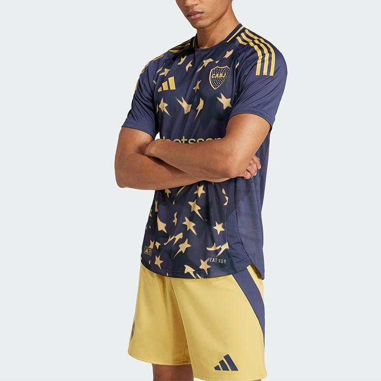 Adidas Boca Juniors 24/25 Drittes Authentisches Trikot Bequem Weich Atmungsaktiv Leicht Schlanke Passform Rundhalsausschnitt Fußballtrikot Herren Trikot Dunkelblau IV8212