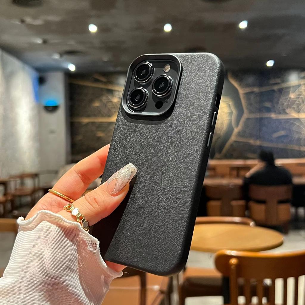 Luxury Silicone Litchi Lines Leather Phone Case For iPhone 17 Air 16 e 15 14 13 12 11 Pro Max Plus Mini SE Soft Shockproof Cover