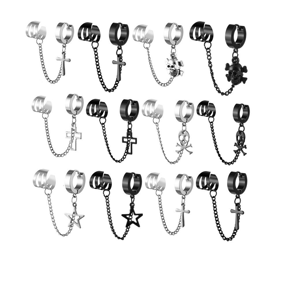 

Titanium Stainless Steel Cross Skull Geometric Fashion Hoop Earrings