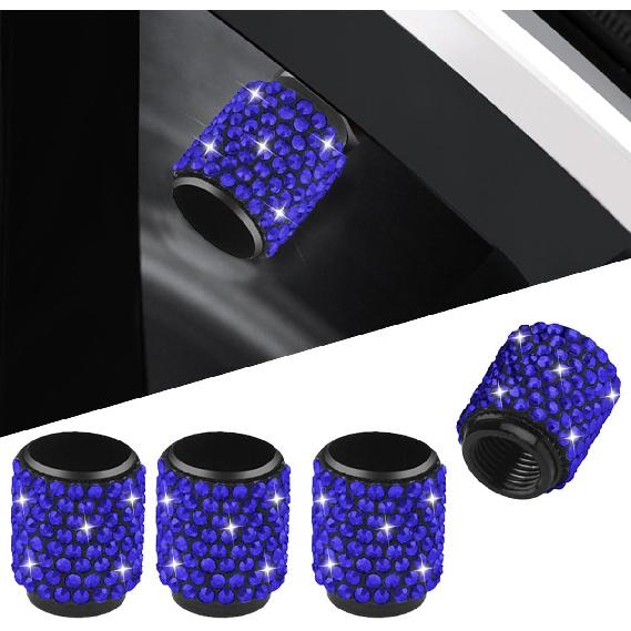 4PCS Bling Crystal Diamond Tire Stem Valve Caps- Handmade Shinny Rhinestone Car Wheel Tire Valve Caps for Women- Attractive Dustproof Valve Stem