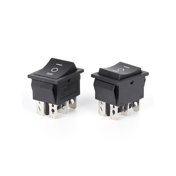 2PCS Rocker Switch 6 Pins 3 Position ON/Off/ON AC 20A/125V 16A/250V DPDT Car Boat Black Switch