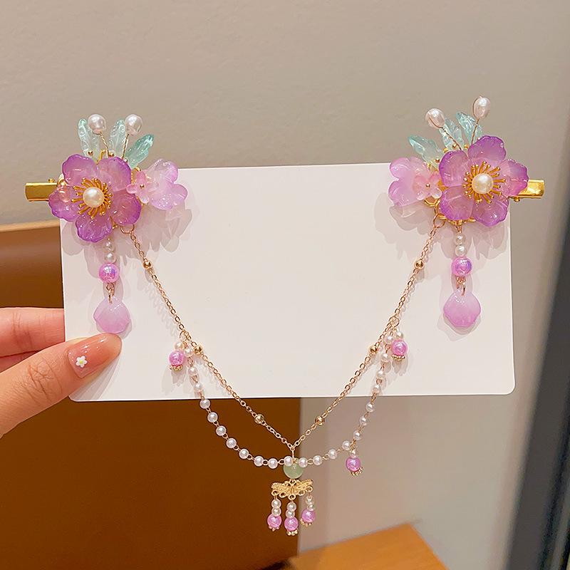 Acessórios de Cabelo Hanfu de Estilo Antigo: Adorno de Cabeça Infantil com Corrente de Testa, Franja e Design de Fada Princesa