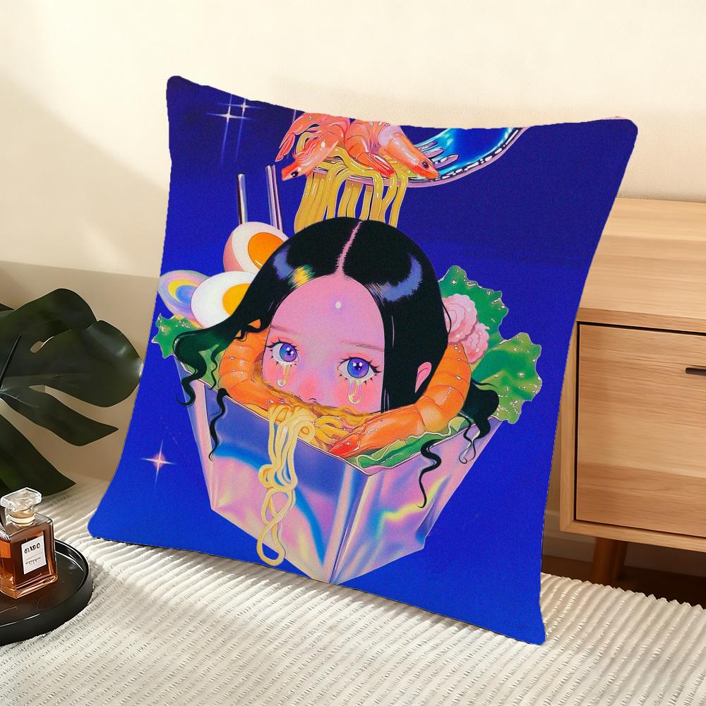 Cushion Cover Silky Short Plush Home Sofa Cushion Cover - Invisible Zipper Home Decoration Neon Dream