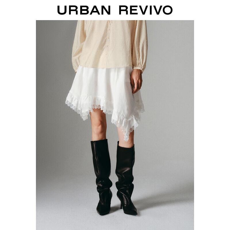 UR 2025 Summer Asymmetric Lace Hem Mini Skirt