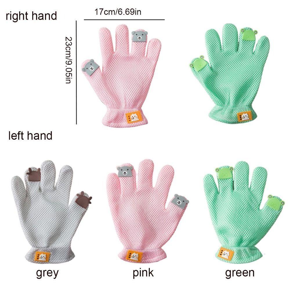 Cartoon Cat Hair Removal Gloves Silicone Soft Dog Bath Brush Gloves Mesh Fabric Cat Grooming Glove Pet Hair Removal Brush