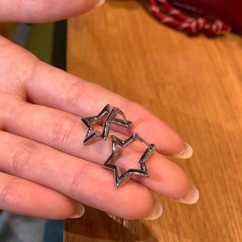 Exquisite 3D Hollow Star Earrings for Women - Versatile and Elegant Pastel Five-Pointed Star Design.