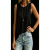Fashion Loose Women Solid Color Irregular Sleeveless Round Neck Tank Top