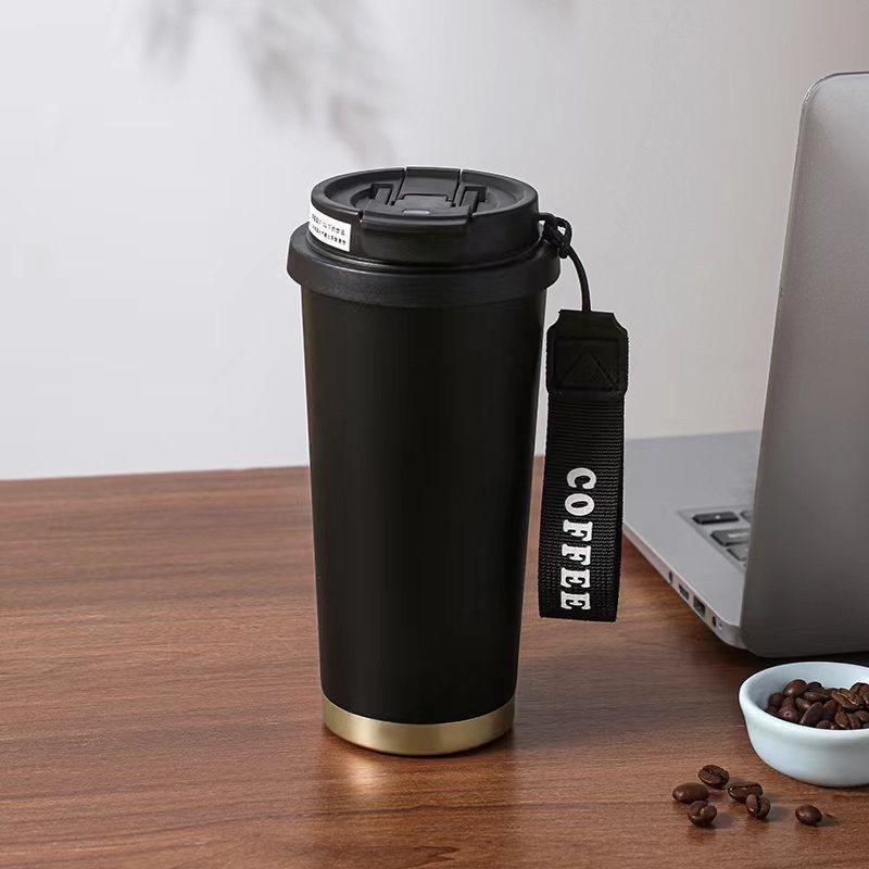 Modern Stainless Steel Insulated Coffee Cup With Double Lid For Office And Travel