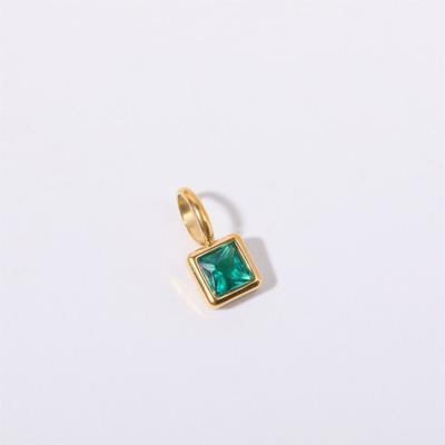 Edelstahl Quadratischer Stein Anhänger Farbiger Zirkonia Mehrfarbig Designer Anhänger Halsketten Geburtsstein Halskette Schmuck Geschenk