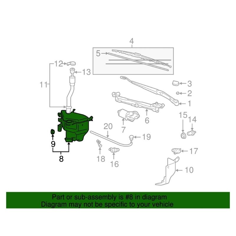 High Flow Rate Windshield Washer Reservoir Direct Fit Replacement With Plastic Construction For FJ120 2700 4000 Vehicles