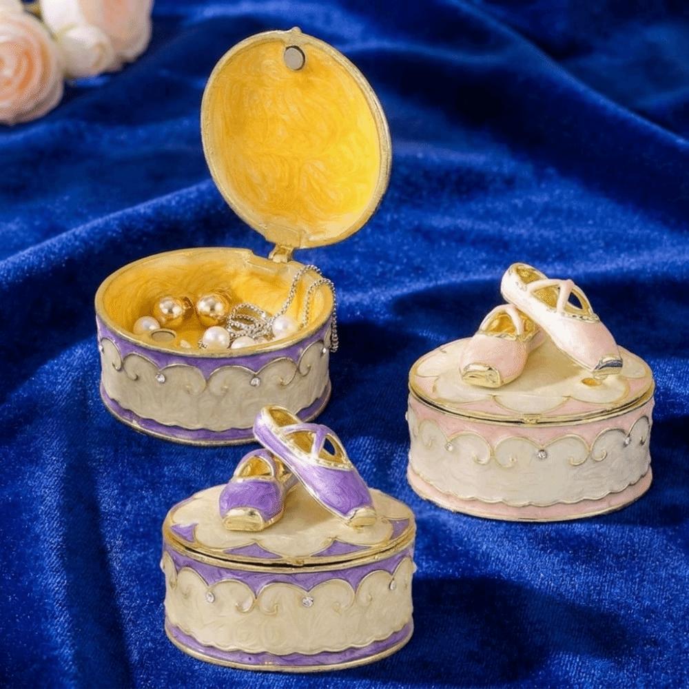 Hand-painted Jewelry Storage Box Zinc Zinc Alloy Small Box Practical Ballet Shoes Trinket Box  Ring Storage