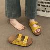 Leather Thick-soled Slippers Women's Summer Wear New Casual Soft-soled Beach One-word Cool Slippers