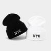 Korean-Style Trendy Brand NYC Minimalist Letter Knit Hat - Unisex Fashionable Earflap Woolen Hat, Versatile Beanie for Daily