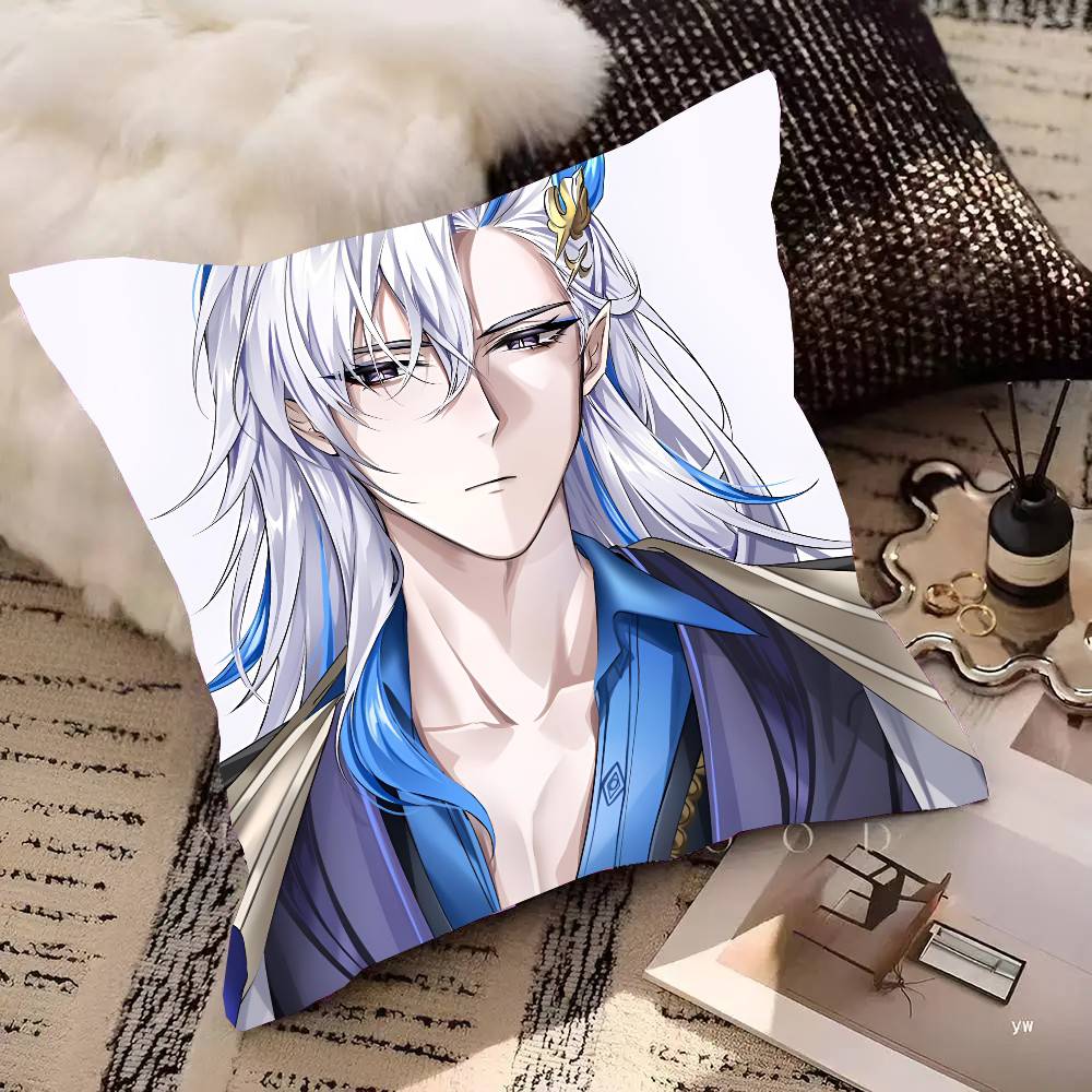 Game Genshin Impact Neuvillette Pillow Case Square Pillow Bedroom Sofa Leisure Comfort Cushion Car Living Room Home Decoration
