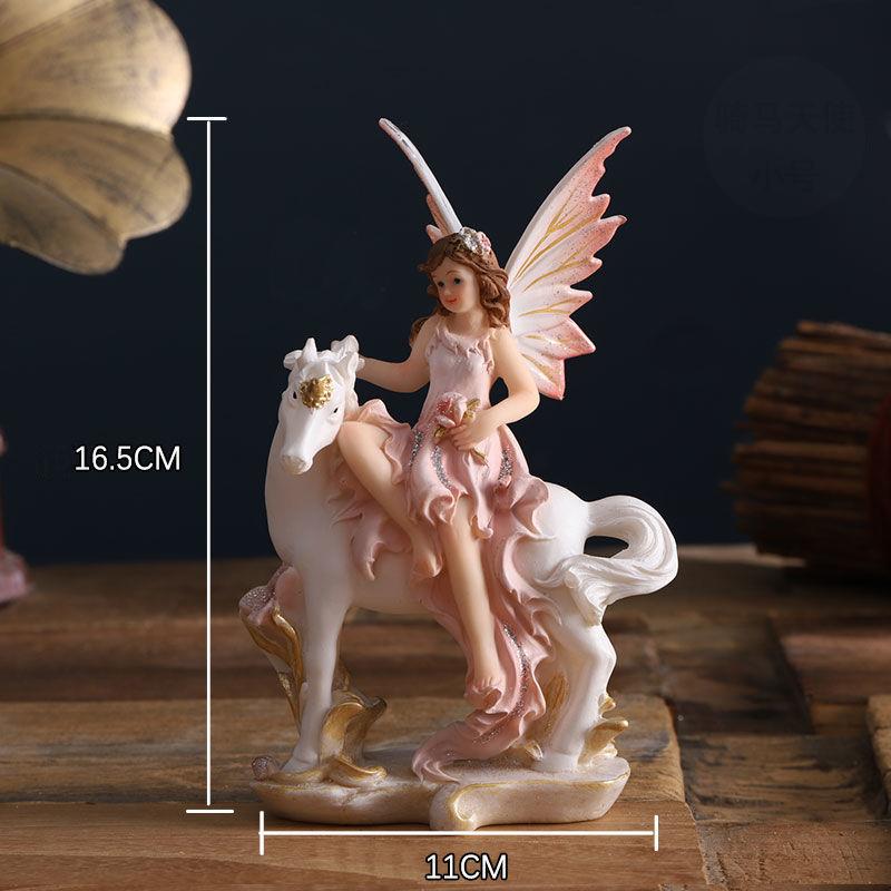 European Cute Elf Girls Resin Angel Figurines Office Desk Fairy Statue KTV Bar Ornaments Decor Home Furnishing Decoration Crafts