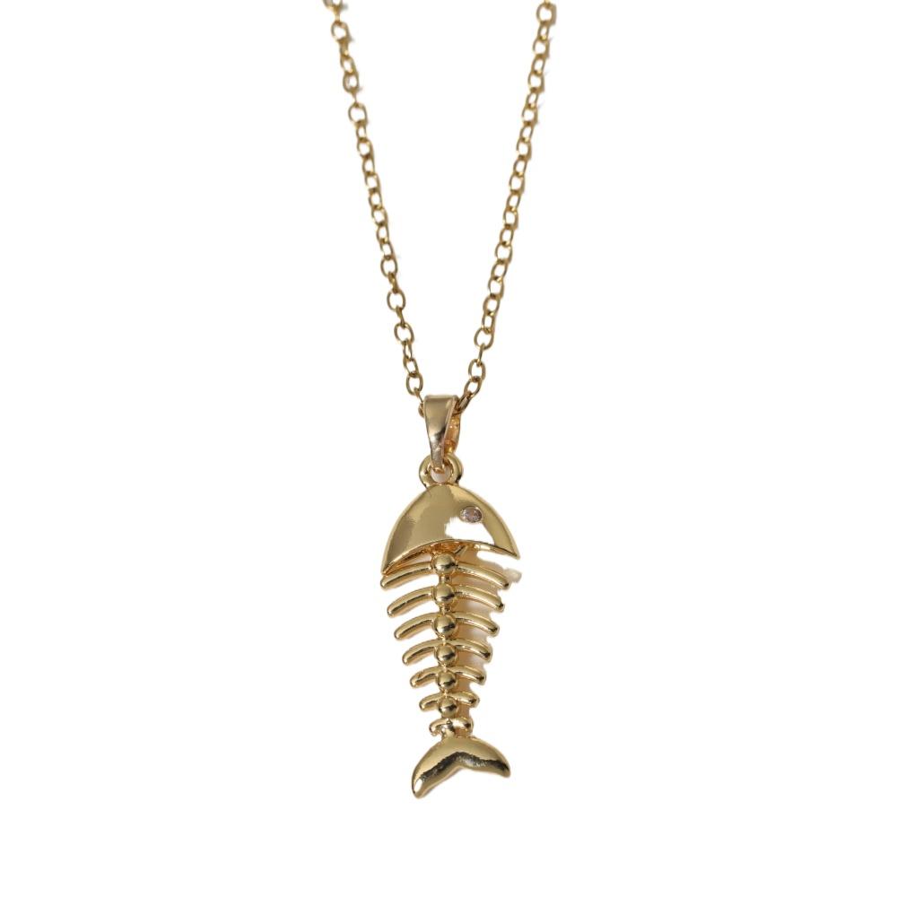 Fashion Unique Fish Bones Pendant Necklaces for Women Zirconia Necklace Wedding Party Jewelry Accessories