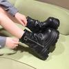 10CM Damen Herbst Winter Leder Stiefeletten Absätze Klobige Plateaustiefel Neue Rutschfeste Motorradschuhe Frau Punk Stiefel