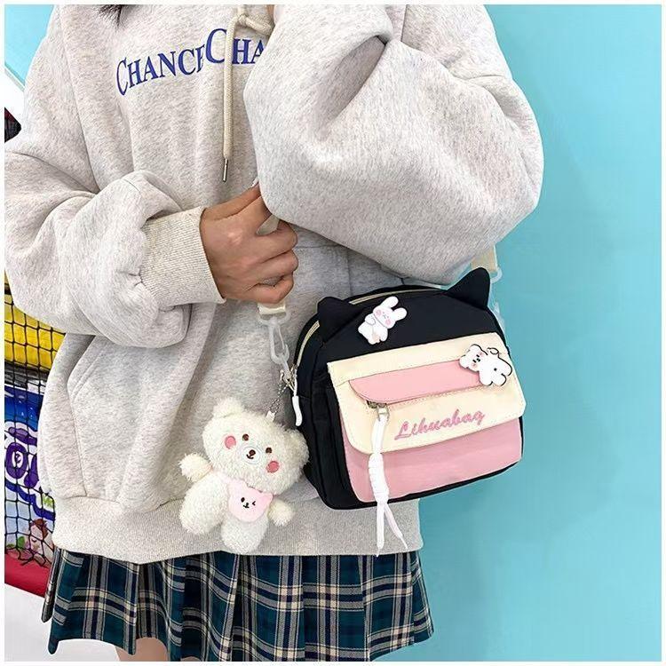 

Сумка для девочек 2025 новая милая студенческая сумка девочка интернет-знаменитость большие дети маленький рюкзак детская сумка-мессенджер для девочек single bag чёрный