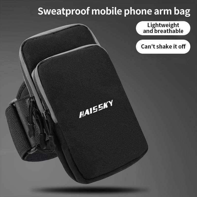 HAISSKY Zipper Reflective Running Armband Bags For iPhone 17 16 Pro Max 17Air 15 Plus Xiaomi Samsung Sports Elastic Wrist Pouch 6