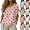 Women's Retro Print Round Neck Short Sleeve T-Shirt - Cotton Linen Tee, Casual Summer Top, Soft and Breathable, S-XXL